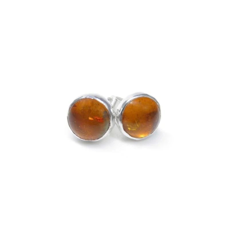 sterling silver and 6mm Amber earrings